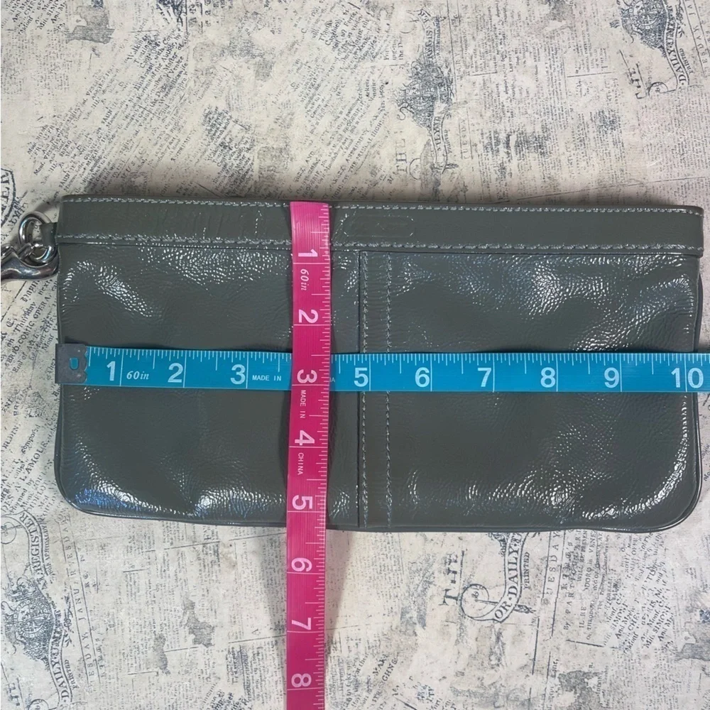 Coach gray leather wristlet